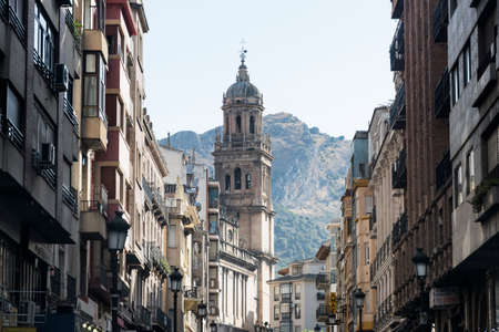 Jaen (Andalucia, Spain):  historic street with old palaces and the belfry of the cathedralのeditorial素材