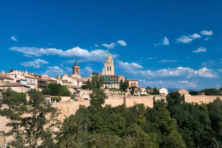 Segovia (Castilla y Leon, Spain): cityscape with towers of historic churchesの写真素材