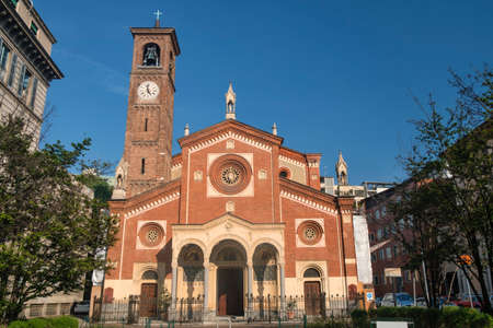 Milan (Lombardy, Italy): exterior of the Sant'Eufemia church, built from the 16th century, in neo-Romanesque and neo-Gothic styleのeditorial素材