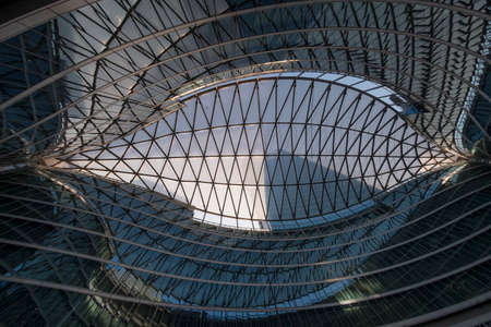 Milan (Lombardy, Italy): Palazzo Lombardia, modern building hosting the government of the Region: the glass ceiling of the courtのeditorial素材