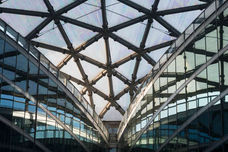 Milan (Lombardy, Italy): Palazzo Lombardia, modern building hosting the government of the Region: the glass ceiling of the courtのeditorial素材