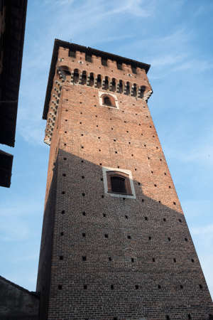 Sant'Angelo Lodigiano (Lodi, Lombardy, Italy): the medieval castle, a towerのeditorial素材