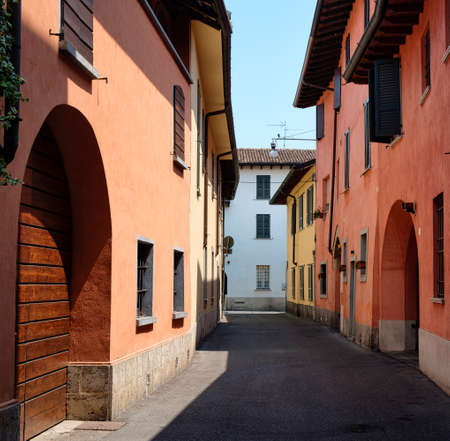 Rivolta d'Adda (Cremona, Lombardy, Italy): a typical old streetの写真素材