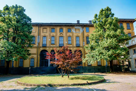Cernusco sul Naviglio (Milan, Lombardy, Italy): exterior of the historic Villa Alari, built in the 18th century, with gardenの写真素材