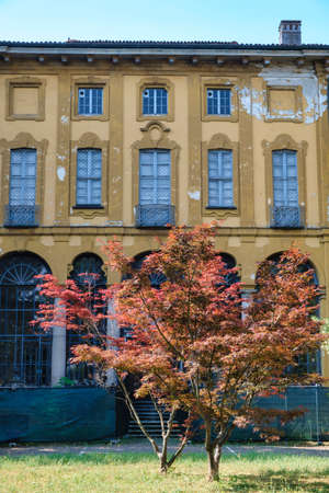 Cernusco sul Naviglio (Milan, Lombardy, Italy): exterior of the historic Villa Alari, built in the 18th century, with gardenのeditorial素材