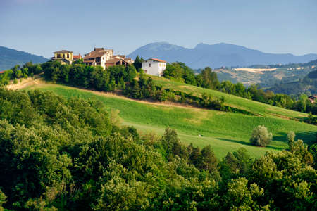 Rural landscape at summertime along the road from Carmine to Godiasco (Pavia, Lombardy, Italy)