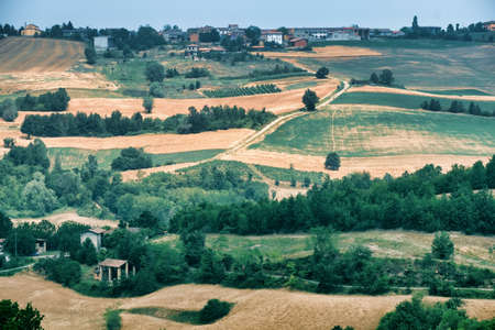 Rural landscape at summertime along the road from Val di Nizza to Carmine (Pavia, Lombardy, Italy)の写真素材
