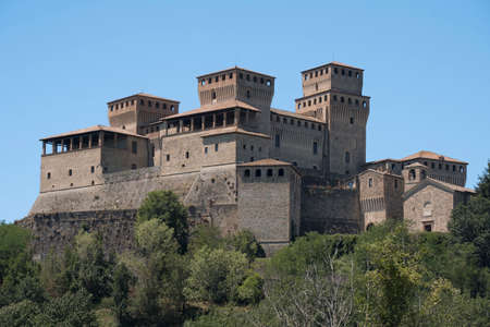 The medieval castle of Torrechiara (Parma, Emilia Romagna, Italy) at summerの写真素材