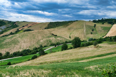 Summer  landscape along the road from Maranello to Serramazzoni (Modena, Emilia Romagna, Italy) at summerの写真素材