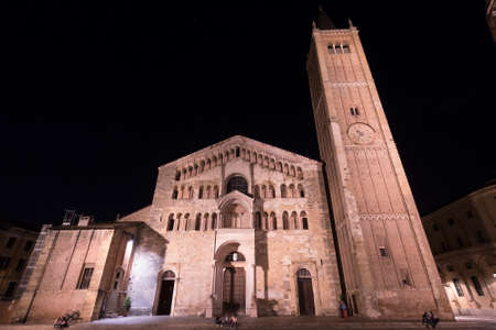 Parma (Emilia Romagna, Italy): the cathedral square at eveningの写真素材