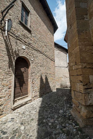Castell'Arquato (Piacenza, Emilia Romagna, Italy), typical street of the historic cityの写真素材