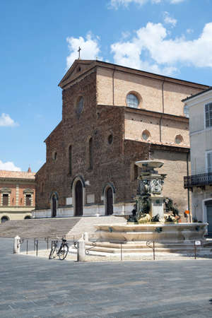 Faenza (Forli Cesena, Emilia Romagna, Italy): exterior of historic buildings: cathedral facadeの写真素材