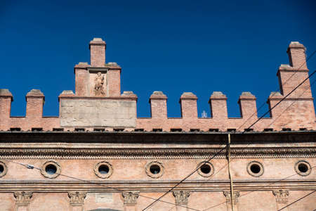 Bologna (Emilia Romagna, Italy): historic buildings in a sunny morningの写真素材