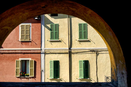Brisighella (Ravenna, Emilia Romagna, Italy): the famous covered street known as via degli Asini or via del Borgoの写真素材