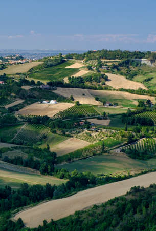 Country landscape  in Romagna (Italy) from Sogliano al Rubicone at summer.