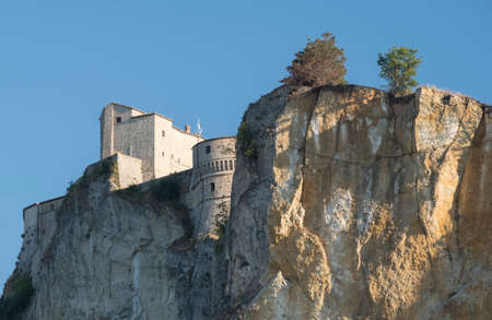 San Leo (Forli Cesena, Emilia Romagna, Italy): the castle at top of the rockのeditorial素材