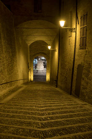 Cesena (Emilia Romagna, Italy): the medieval castle at eveningの写真素材