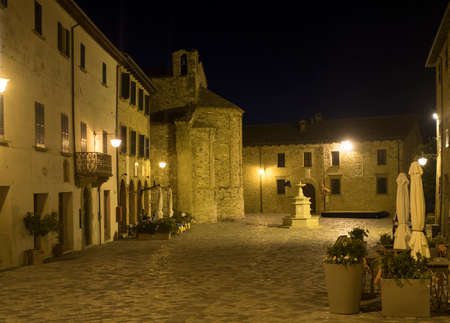 Sunset at San Leo (Forli Cesena, Emilia Romagna, Italy): the historic town at eveningのeditorial素材