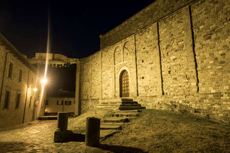 Sunset at San Leo (Forli Cesena, Emilia Romagna, Italy): the historic town at eveningのeditorial素材