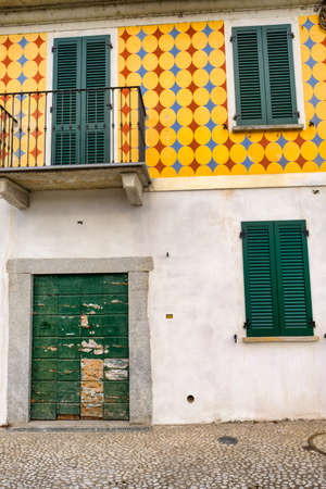 Gaggiano (Milan, Lombardy, Italy): old typical colorful house along the Naviglio Grandeの写真素材
