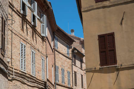 Montefano (Macerata, Marches, Italy), old buildings in the historic townの写真素材