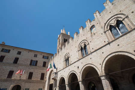 Montecassiano (Macerata, Marches, Italy), old buildings in the historic town. Palazzo dei Prioriのeditorial素材