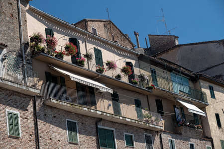 Jesi (Ancona, Marches, Italy): typical buildings along the historic wallsのeditorial素材