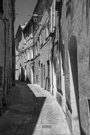 Sant'Elpidio a Mare (Fermo, Marches, Italy): historic town. Black and whiteの写真素材
