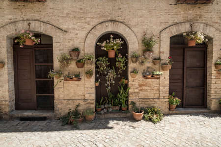 Monterubbiano (Fermo, Marches, Italy): old typical buildings in the historic townの写真素材