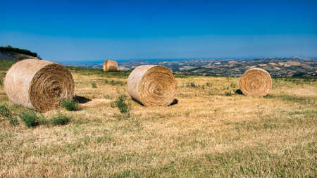 Rural landscape along the road from Civitella del Tronto to Teramo (Abruzzi, Italy) at summer.の写真素材