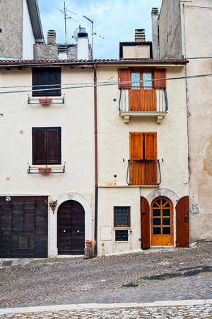 Campo di Giove (L'Aquila, Abruzzi, Italy), buildings of the historic townの写真素材