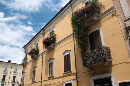 Sulmona (L'Aquila, Abruzzi, Italy): historic buildings along corso Ovidioのeditorial素材