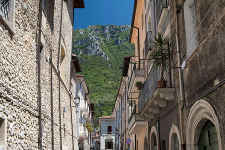 Antrodoco (Rieti, Lazio, Italy), old street in the townの写真素材