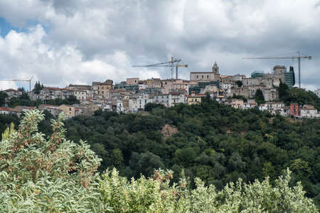 Bussi sul Tirino (Pescara, Abruzzi, Italy): panoramic view of the historic townの写真素材