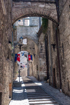 Narni (Terni, Umbria, Italy): typical street of the historic townのeditorial素材