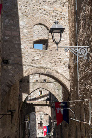 Narni (Terni, Umbria, Italy): typical street of the historic townのeditorial素材