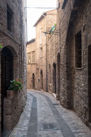 Historic buildings of Todi, Perugia, Umbria, Italy, typical streetの写真素材