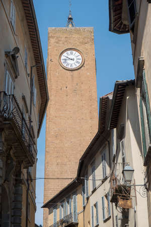 Orvieto, Terni, Umbria, Italy: historic tower known as Torre del Moro at morningの写真素材