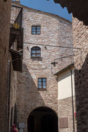 Historic buildings of Spello, medieval city (Perugia, Umbria, Italy)のeditorial素材