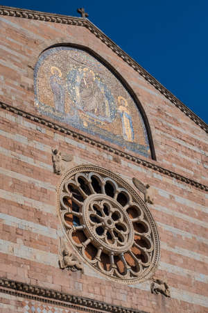 Historic buildings of Foligno, Perugia, Umbria, Italy: the cathedral facadeの写真素材