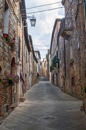 Trequanda, Siena, Tuscany, Italy, old typical village. Streetの写真素材
