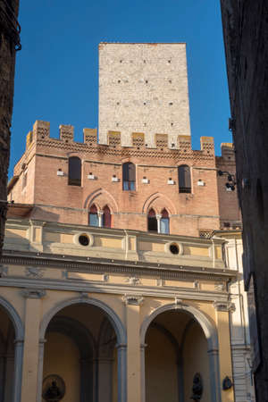 Historic buildings in SIena, Tuscany, Italy, at eveningのeditorial素材