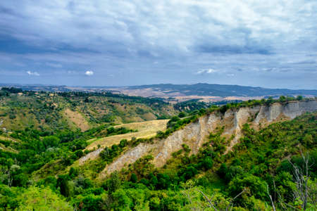 Landscape at summer near Volterra, Pisa, Tuscany, Italy. Balze.の写真素材