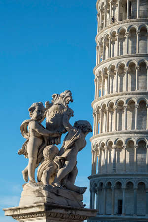 Pisa, Tuscany, Italy: the famous Piazza dei Miracoli, with the cathedral, the baptistery and the leaning towerの写真素材
