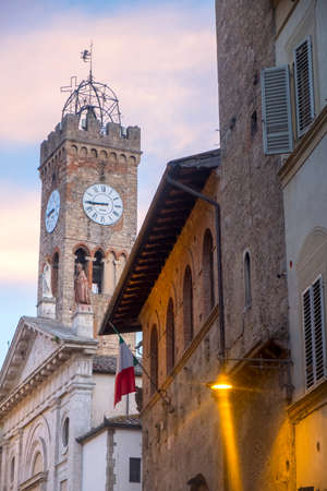 Poggibonsi, Siena, Tuscany, Italy: the historic town at evening