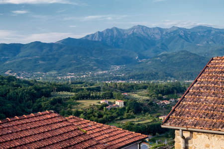 Mulazzo, Lunigiana, Massa Carrara, Tuscany, Italy, old typical villageの写真素材