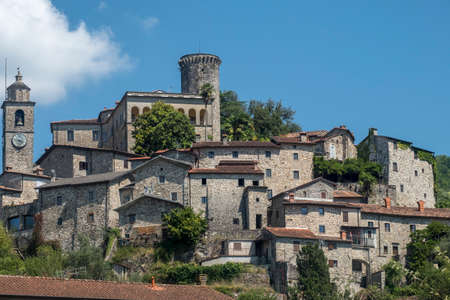 Bagnone, Lunigiana, Massa Carrara, Tuscany, Italy, old typical villageの写真素材