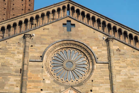 Piacenza, Emilia Romagna, Italy: facade of the historic cathedral, or Duomoの写真素材