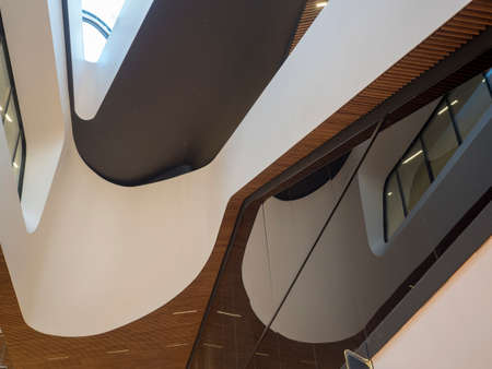 Milan, Lombardy, Italy: Citylife shop center, interior of the modern Hadid building