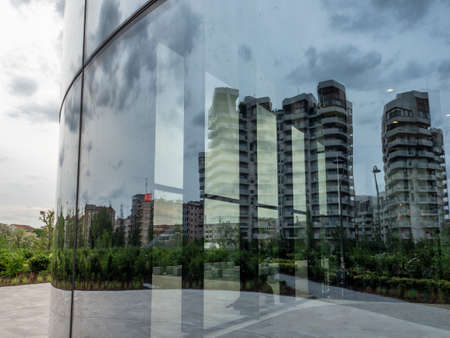 Milan, Lombardy, Italy: the modern Hadid and Libeskind buildings at Citylifeの写真素材